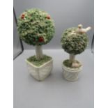 2 china decorative standard trees- one repaired