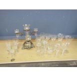 Mixed glasses and Candelabra