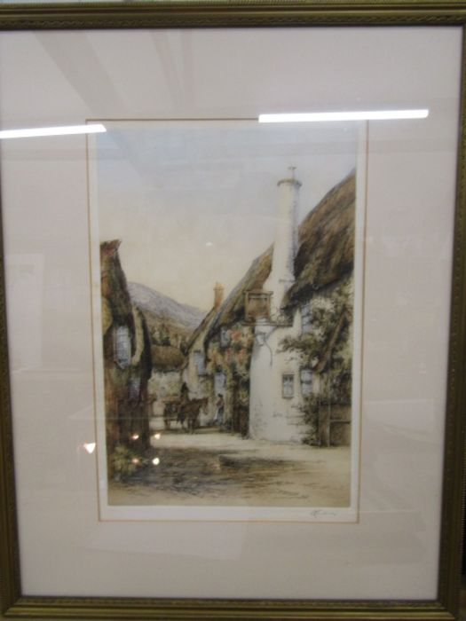 Reginald H. Smallridge (b 1903) 'Mars Hill, Lynmouth' colour etching 16x10.5" pencil signed to