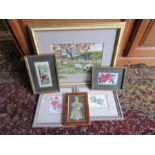 Framed needlework pictures and decoupage