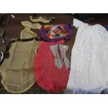Vintage christening gowns, pre war maids outfit, vintage apron and a pair of gloves