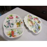 2 Large ceramic serving platters. Largest 30cm x 46cm approx