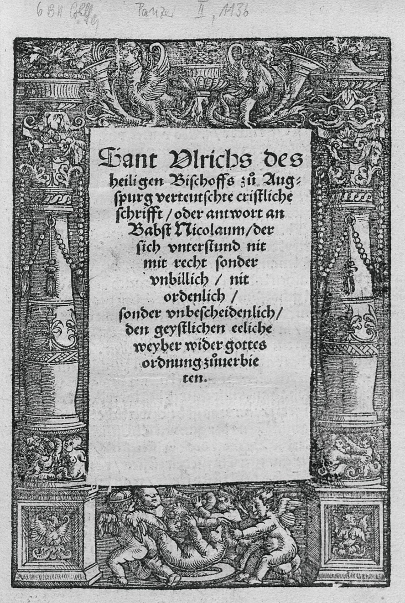 Ulrich von Augsburg: Verteutschte cristliche schrifft, oder antwort an Babst ...