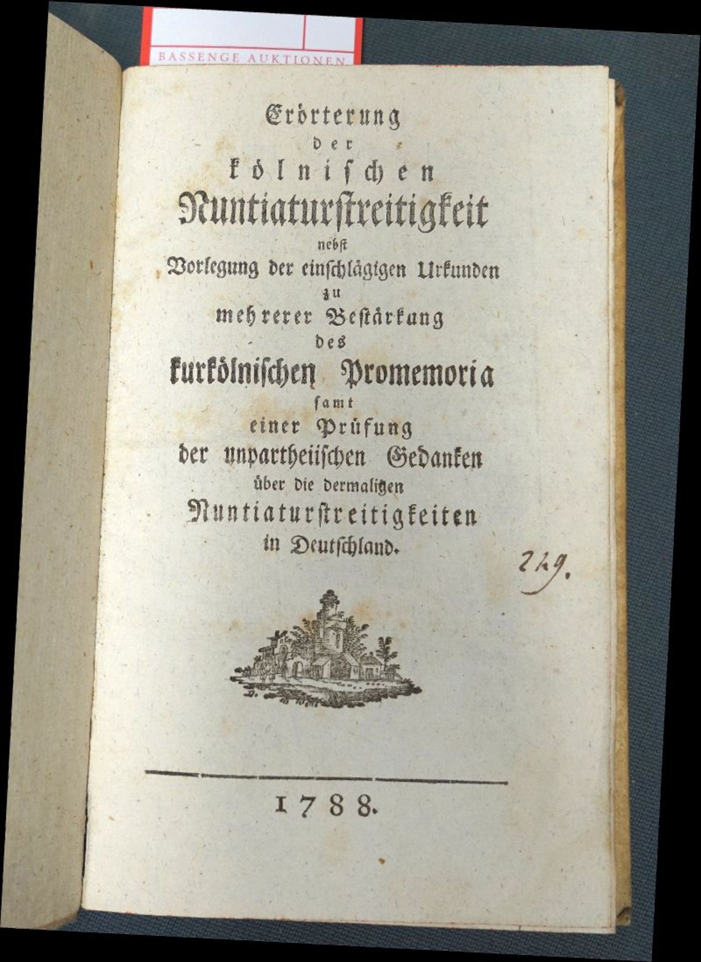 Weidenfeld, Christian Franz: Erörterung der kölnischen Nuntiaturstreitigkeit