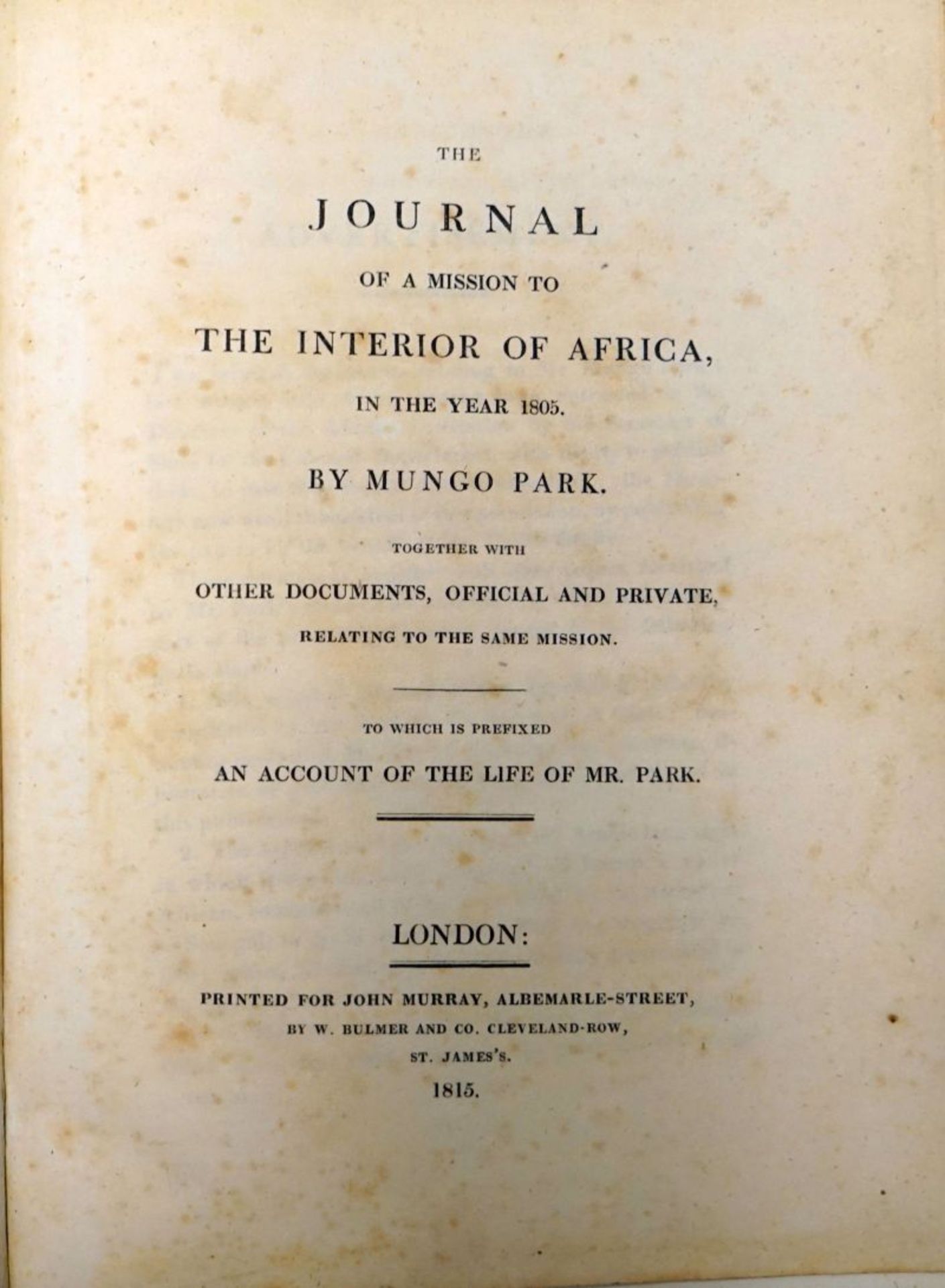 Park, Mungo: The journal of a mission to the interior of Africa