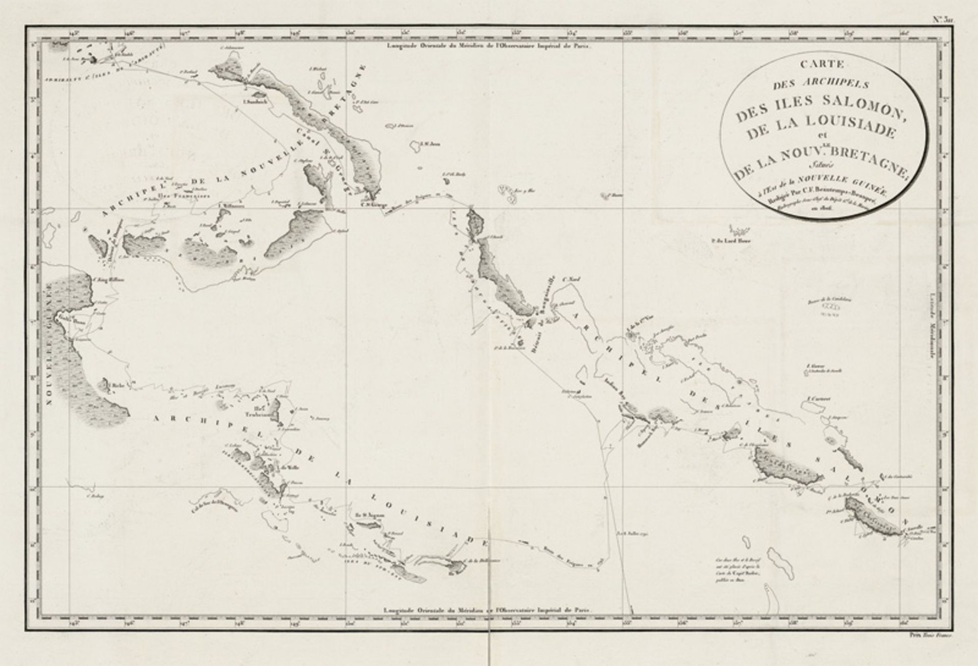 Beautemps-Beaupré, C. F.: Carte des Archipels des Iles Salomon,