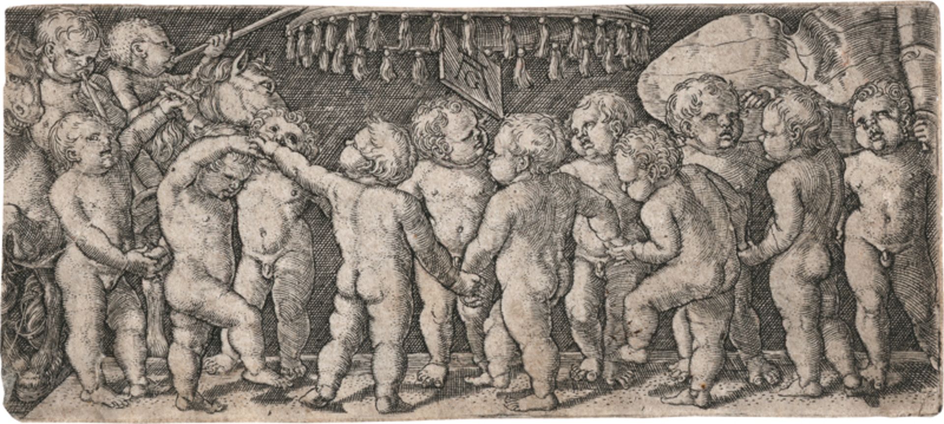 Aldegrever, Heinrich: Tanzende Putti unter einem Baldachin