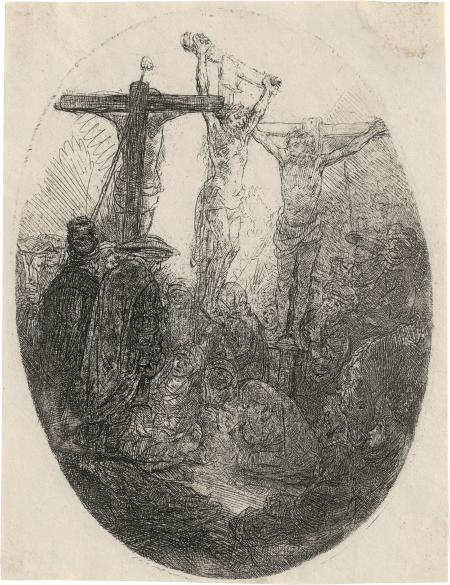 Rembrandt Harmensz. van Rijn: Christus am Kreuz zwischen den Schächern. 