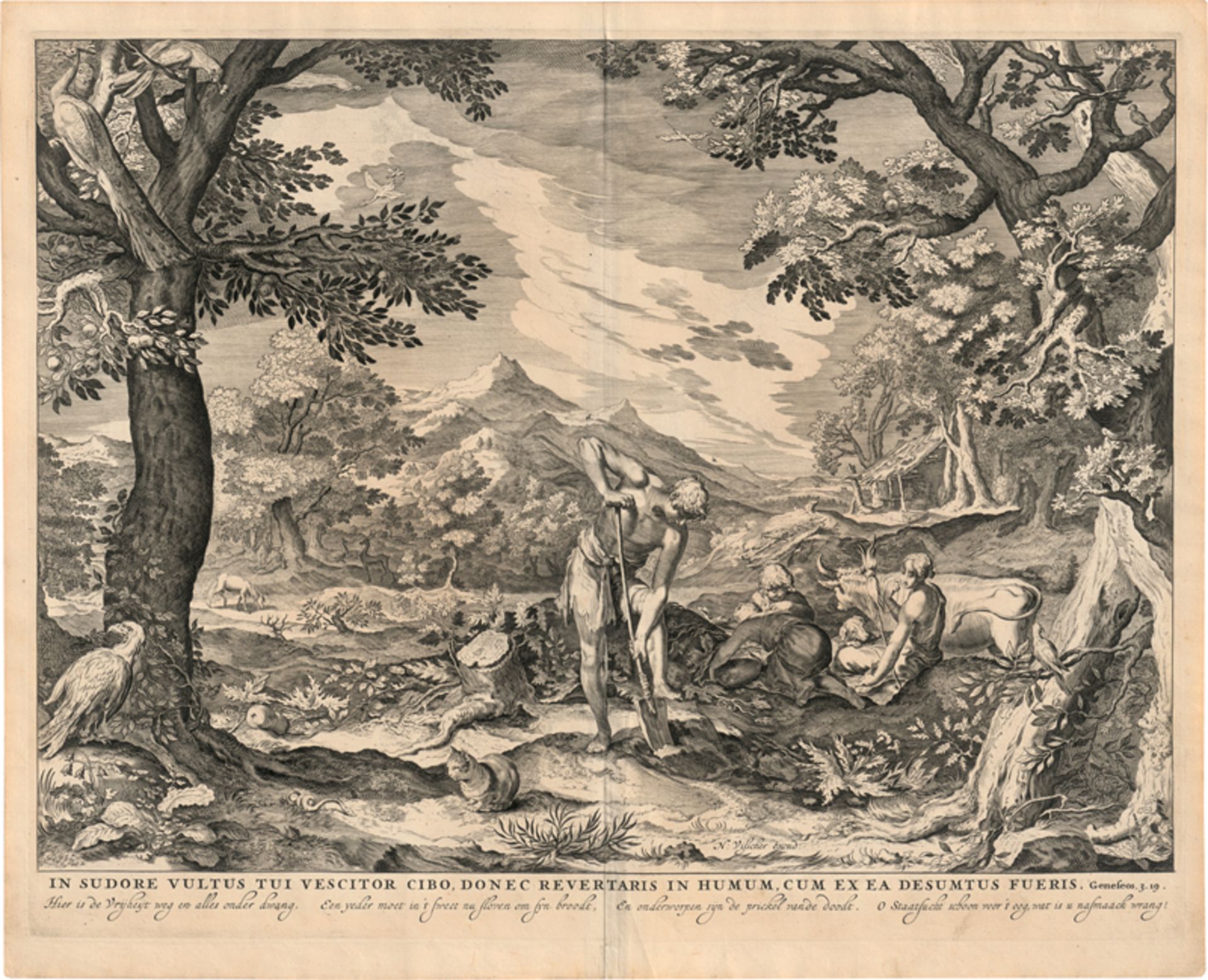Visscher, Claes Jansz.: Der Garten Eden mit Adam und Eva nach der Verbannung