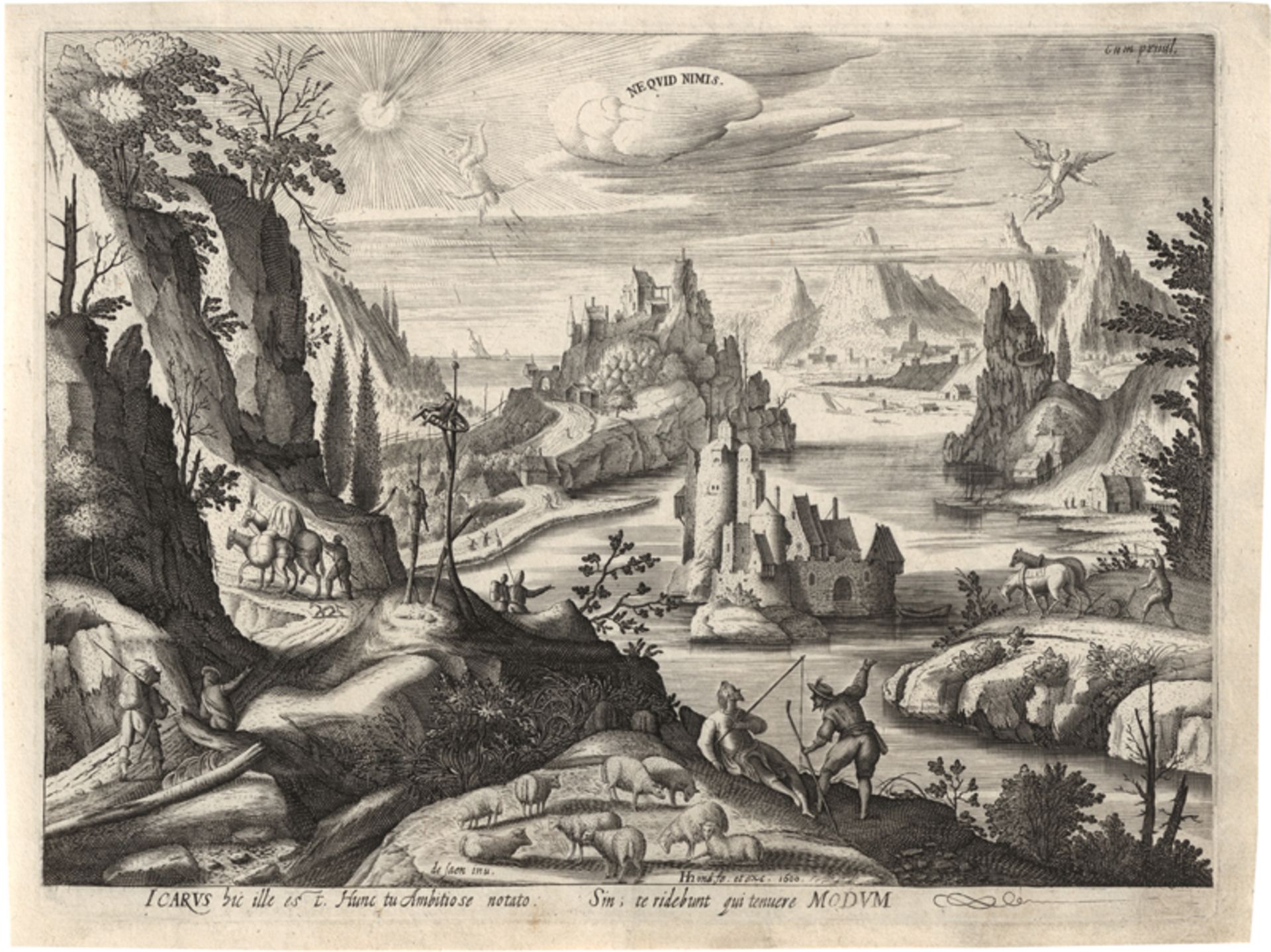 Hondius, Hendrick: Landschaft mit dem Sturz des Ikarus