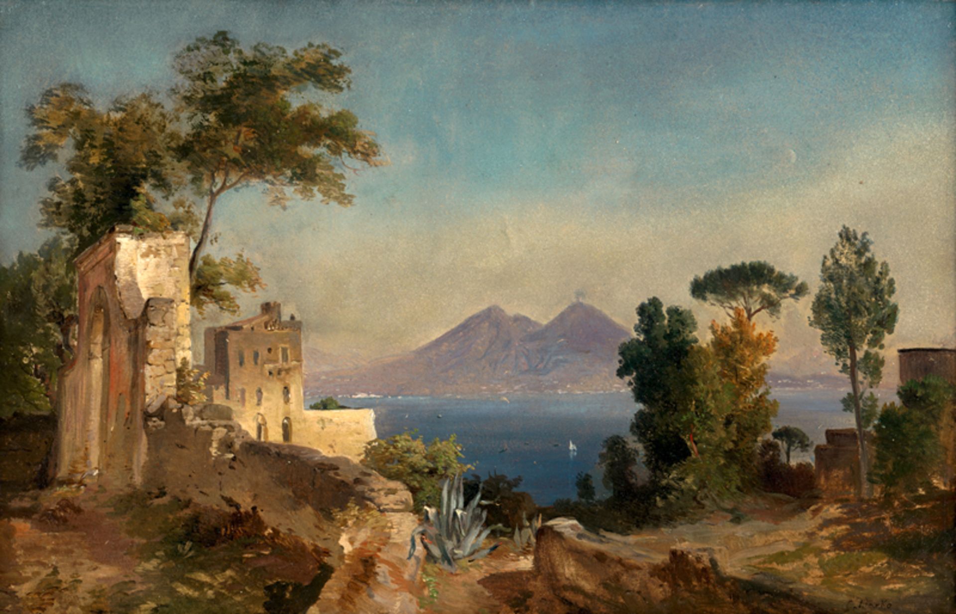 Markó d. J., Károly: zugeschrieben. Blick auf die Bucht von Neapel mit dem ra...