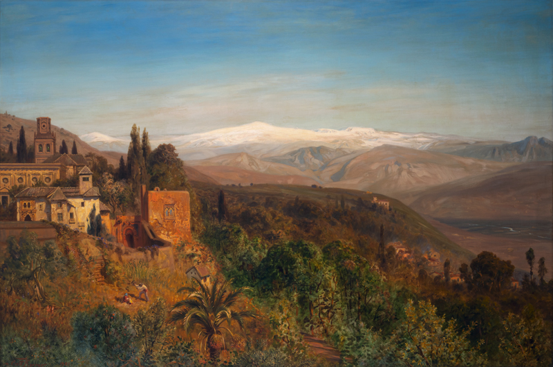 Koerner, Ernst Carl Eugen: "Adarves, die Gärten der Alhambra" mit Blick von Granada...