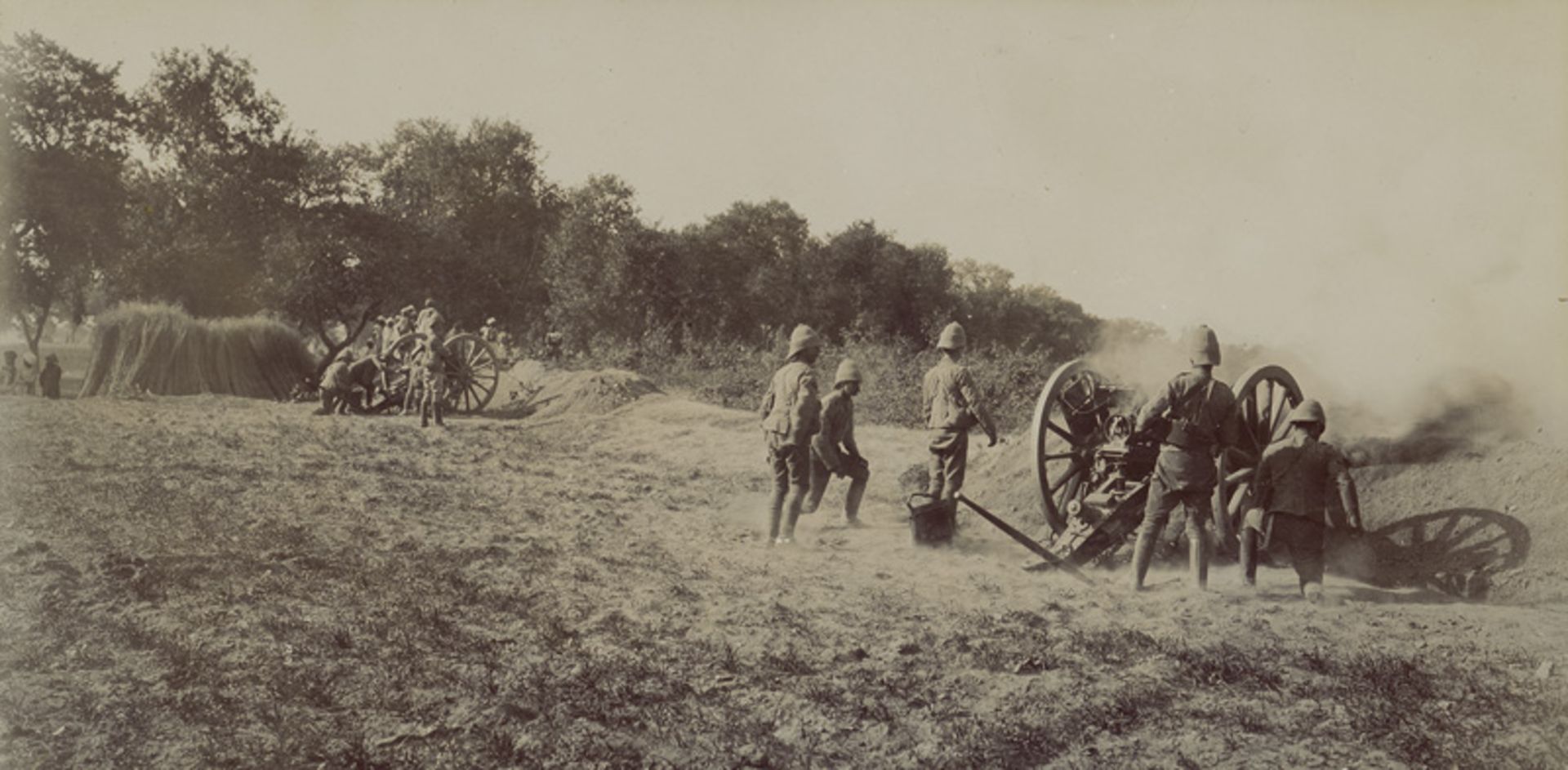 British India: Native officers and soldiers during maneuvers as well as...