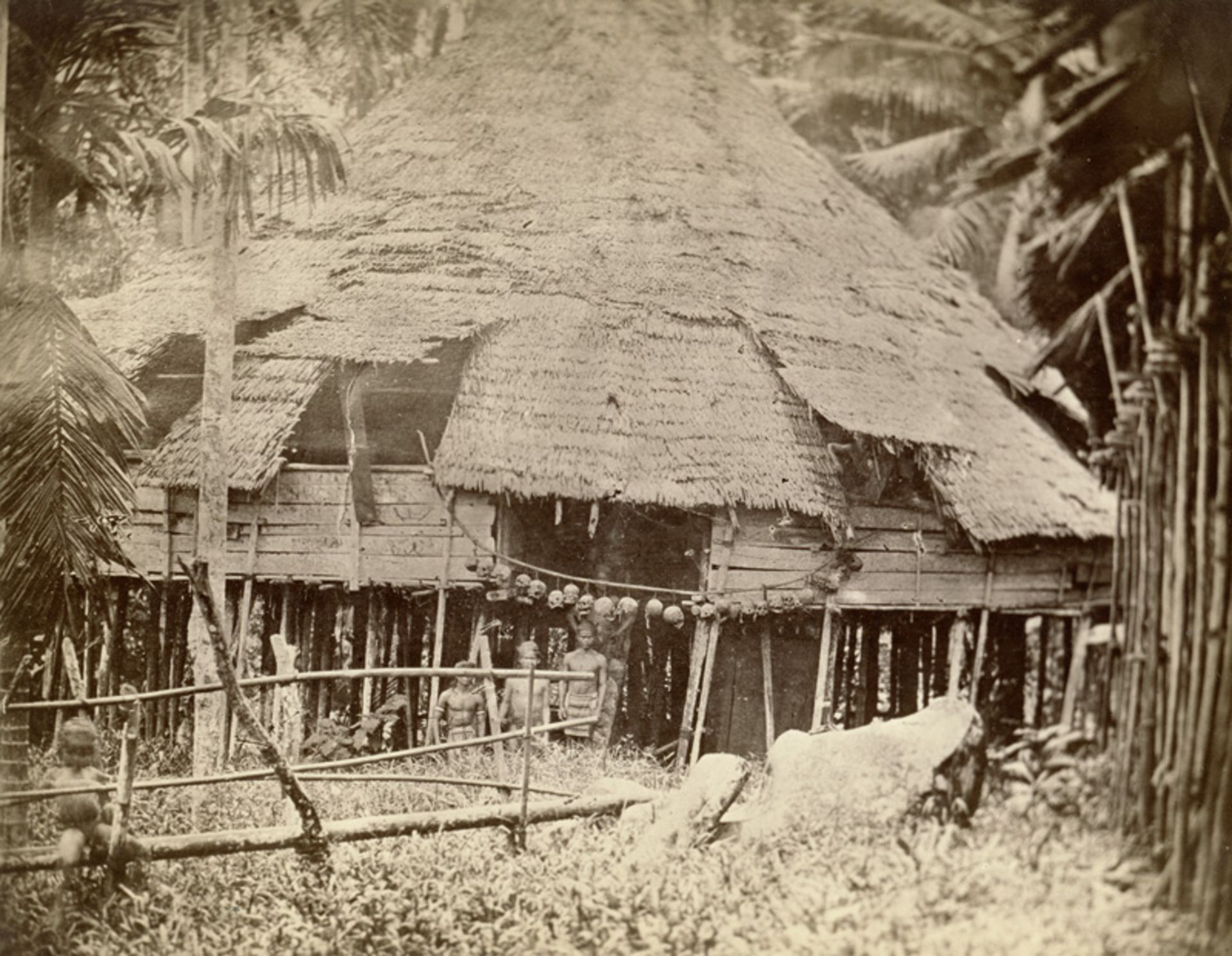 Dutch India: Dayak house, Borneo