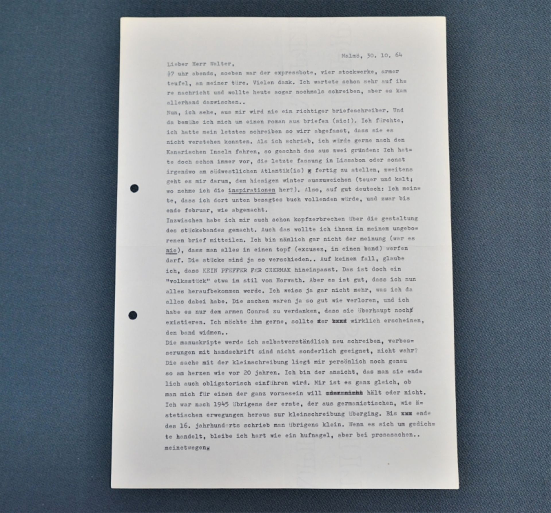 Artmann, H. C.: Brief 1964 an Otto F. Walter