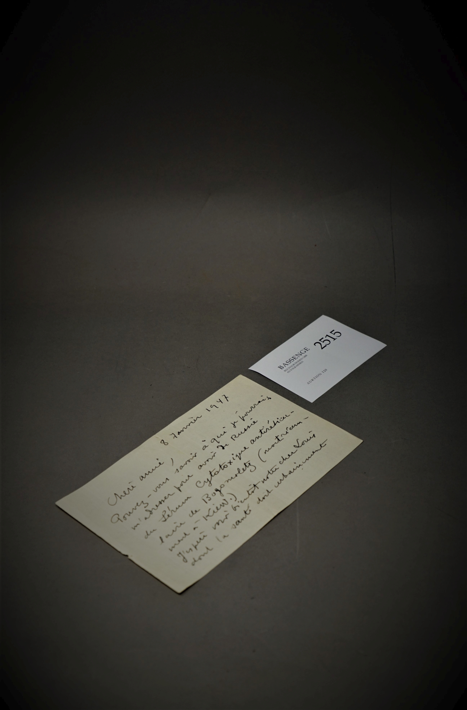 Matisse, Henri: Brief 1947 an Louis Aragon