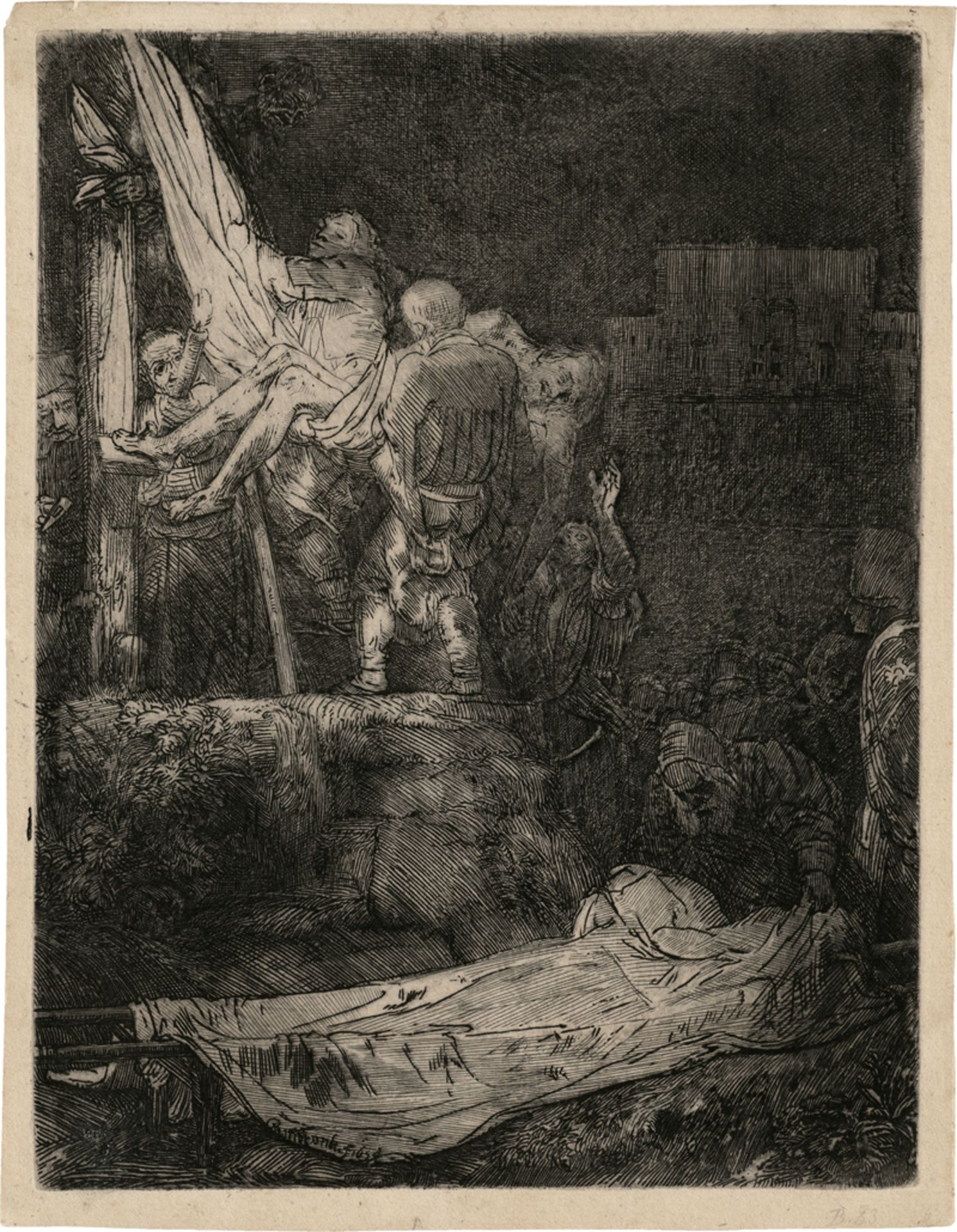 Rembrandt Harmensz. van Rijn: Die Kreuzabnahme bei Fackelschein.
