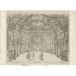 Lorenzini, Giovanni Antonio: Szenographisches Bühnenprospekt mit einem Künstler, Venu...