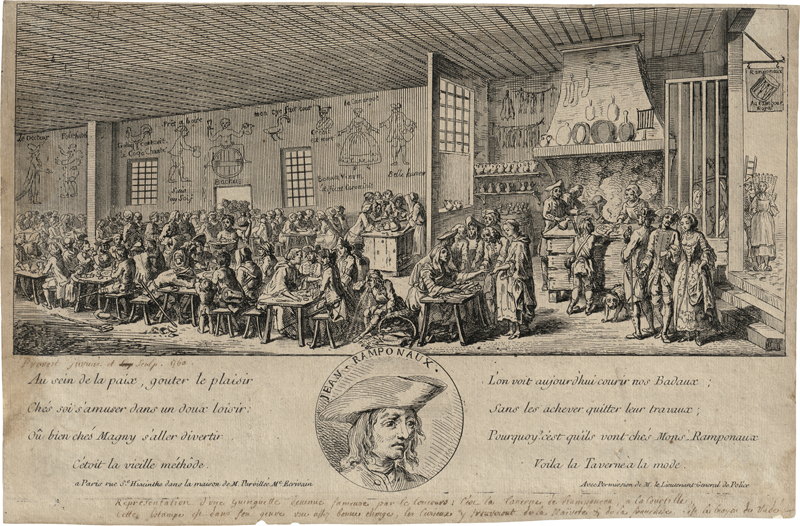 Französisch: um 1760. Belebte Ansichten der Pariser Taverne "Au Tambo... - Image 2 of 2