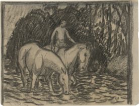 Hofmann, Ludwig von: Reiter mit zwei Pferden