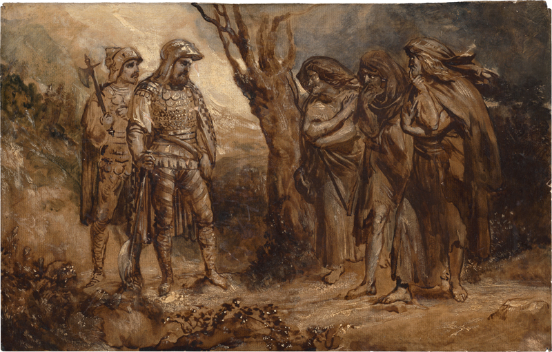 Deutsch: Anfang 19. Jh. Macbeth und Banquo treffen die drei Hexen