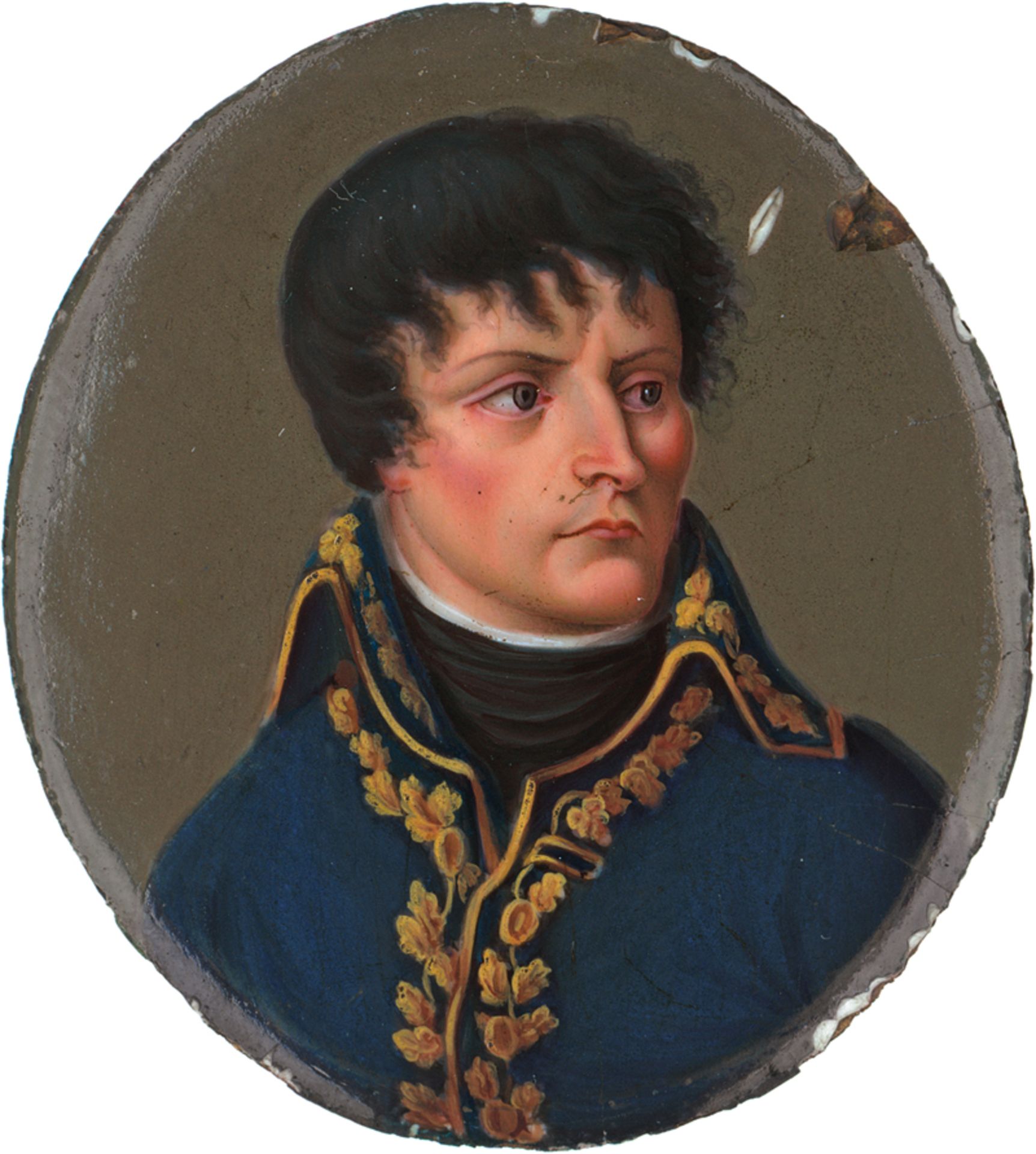 Genfer Schule: um 1800. Miniatur Portrait des Napoleon Bonaparte in gol...