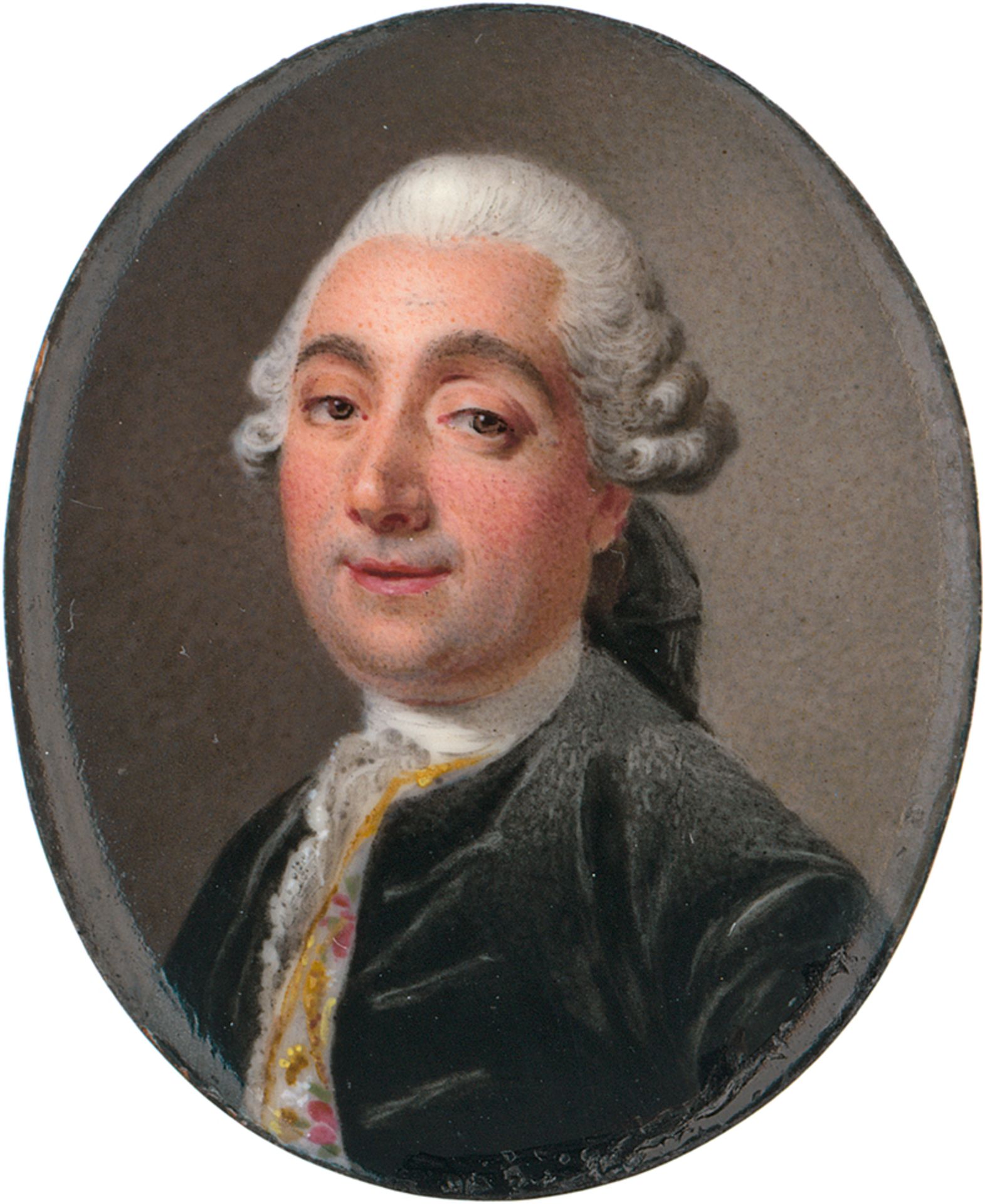 Courtois, Nicolas André: Miniatur Portrait des Bildhauers Cauvet in schwarzer Sam...