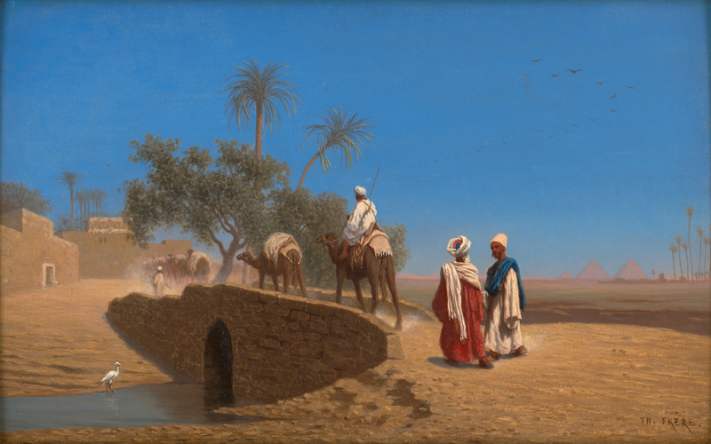 Frère, Théodore: Einzug in eine Karawanserei bei den Pyramiden von Gizeh