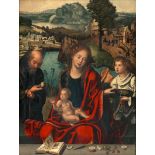 Aelst d. Ä., Pieter Coecke van - W...: Die Heilige Familie mit einem Engel, der Maria eine Trau...
