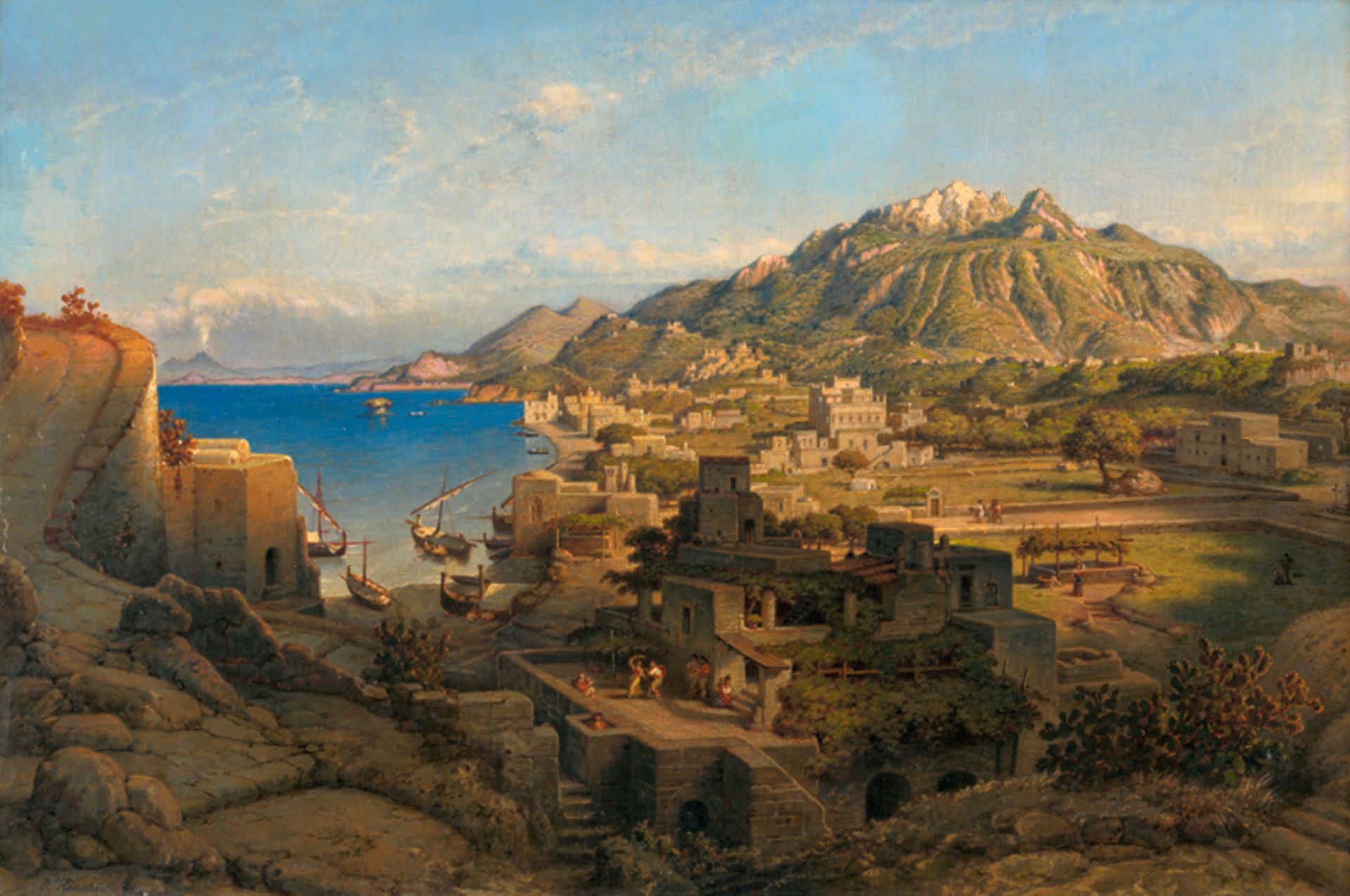 Hauschild, Maximilian Albert: Lacco Ameno auf der Insel Ischia mit dem Monte Epomeo un...