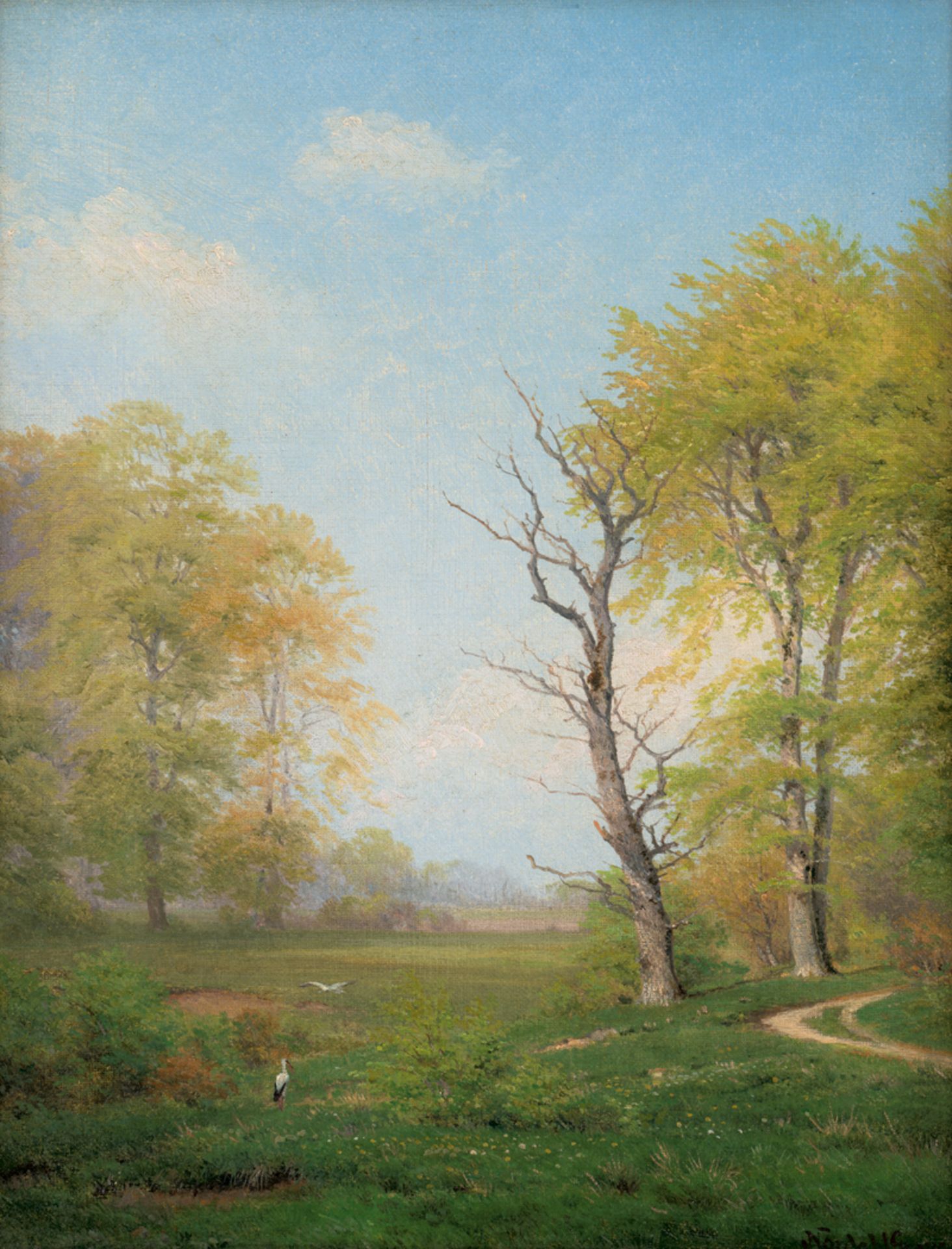 Grove, Peter Frederik Nordahl: Frühlingslandschaft mit Störchen