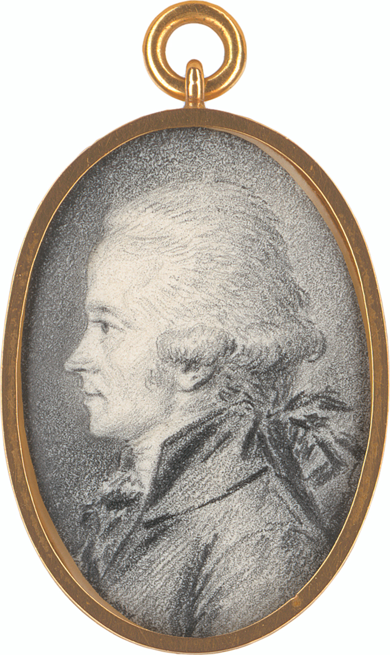 Französisch: um 1790/1792. Kleines Miniatur Portrait eines jungen Man...