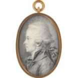 Französisch: um 1790/1792. Kleines Miniatur Portrait eines jungen Man...