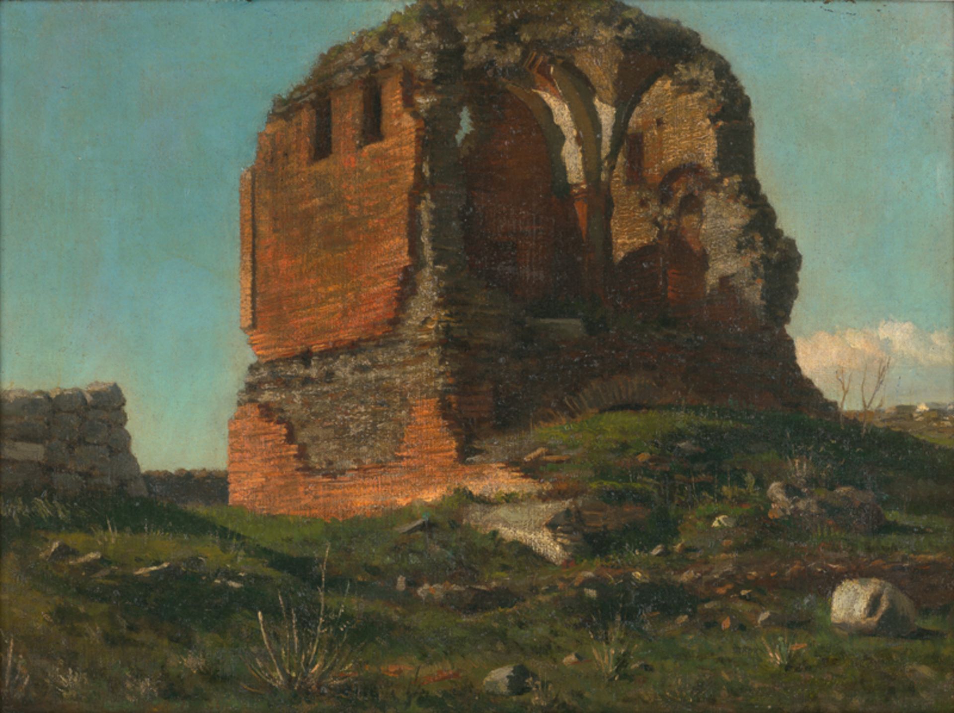 Dänisch: um 1900. Ruine eines antiken Grabmals an der Via Appia