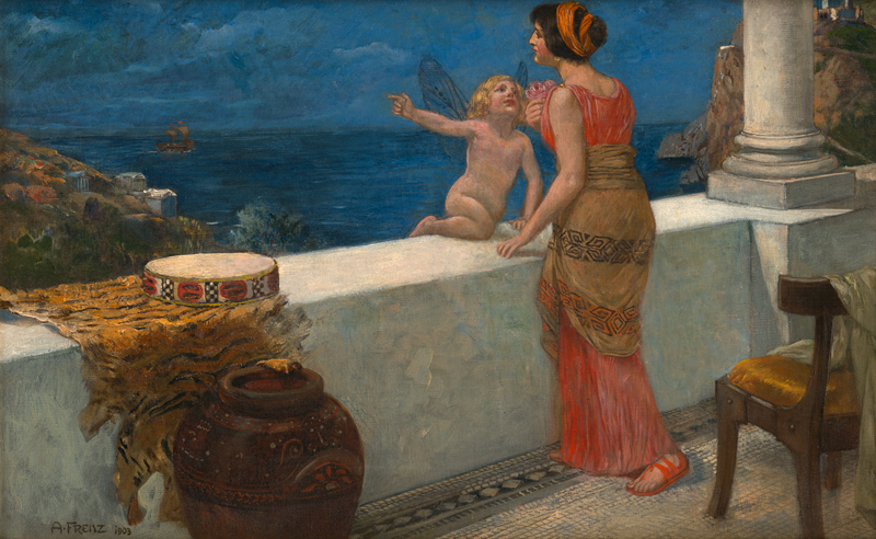 Frenz, Alexander: Penelope von der Terrasse über das ionische Meer blicken...
