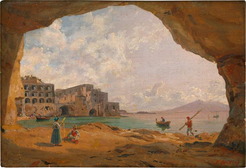 Witting, Teodoro Guglielmo: Blick aus einer Grotte bei Posillipo auf den Golf von Ne...