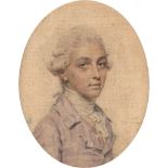 Smart, John: Miniatur Portrait eines jungen Mannes in fliederfarbiger...