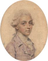 Smart, John: Miniatur Portrait eines jungen Mannes in fliederfarbiger...