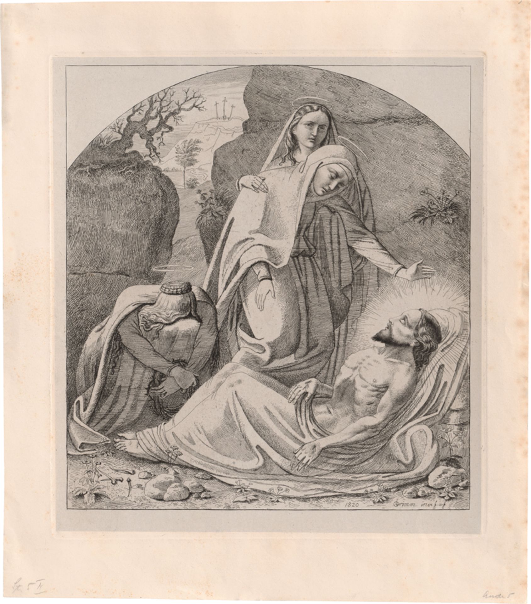 Grimm, Ludwig Emil: Der tote Jesus in der Grabeshöhle und die drei Marien