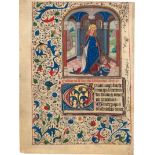Buchmalerei: Die hl. Katharina von Alexandrien triumphiert über Kaise...