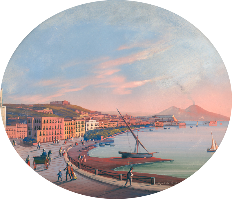 Neapolitanisch: um 1860. Napoli da Posilipo: Blick auf Riviera di Chiaia...