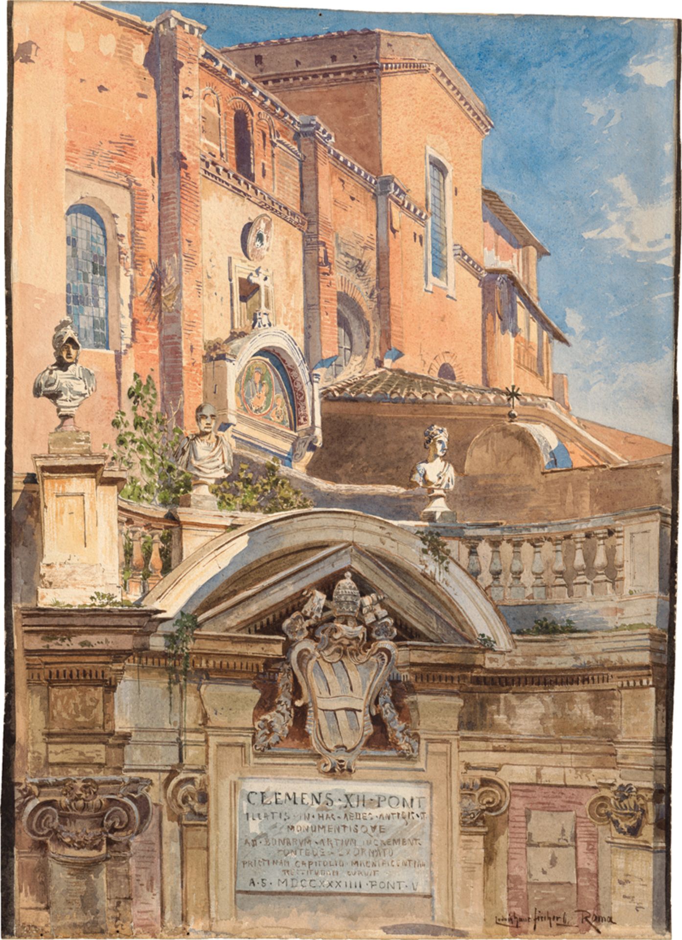 Fischer, Ludwig Hans: Rom: Blick vom Cortile des Palazzo Nuovo auf dem Kapitol...