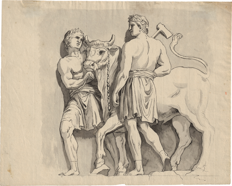 Tischbein, Johann Heinrich Wilhelm: Zwei Römer mit einem geschmückten Stier