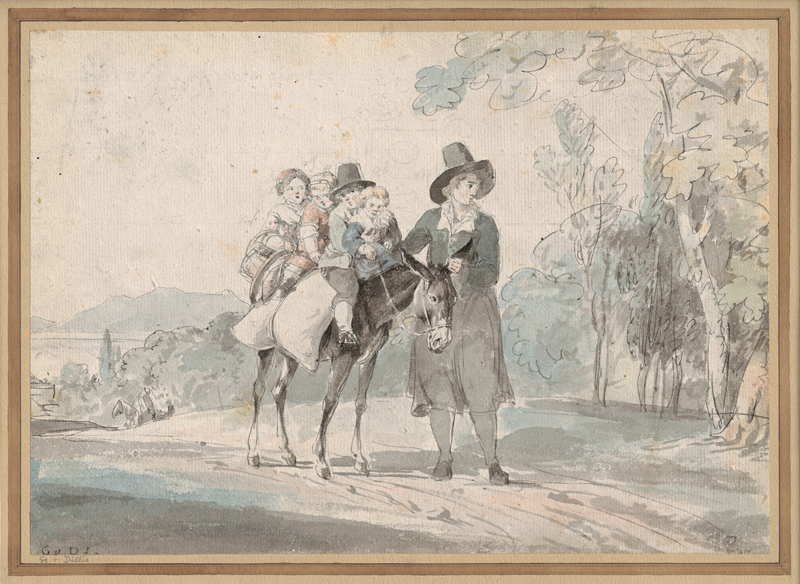 Dillis, Johann Georg von: Südliche Landschaft mit reitenden Kindern auf einem Esel