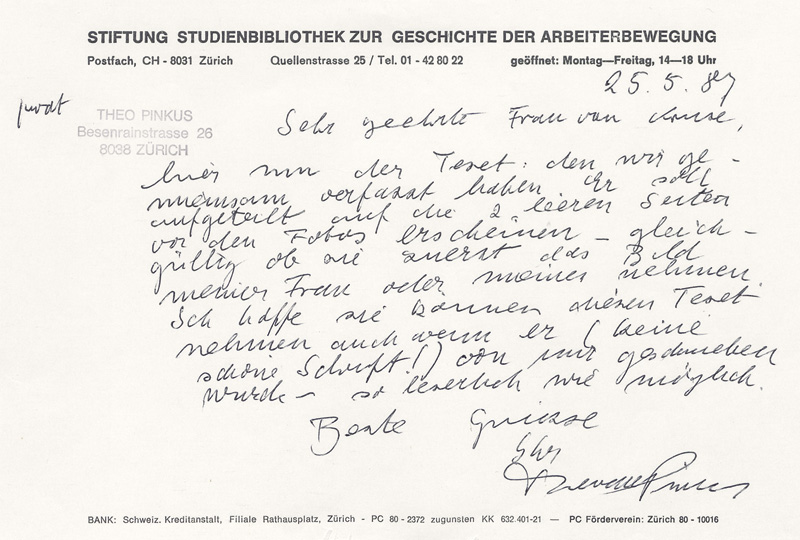 Pinkus, Theodor und Kruse, Ingrid v...: 5 eigenh. Schriftstücke und 1 Postkarte m. U. - Image 2 of 4