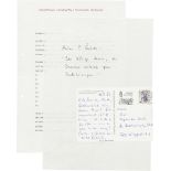 Wohmann, Gabriele: Albumblatt m. U. 1 S. Fol. O. D., eigenh. Postkarte m. U...