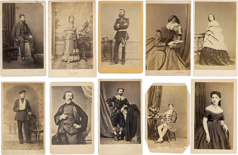 Cartes-de-visite Album: A large cdv collection of portraits, landscapes and vill...