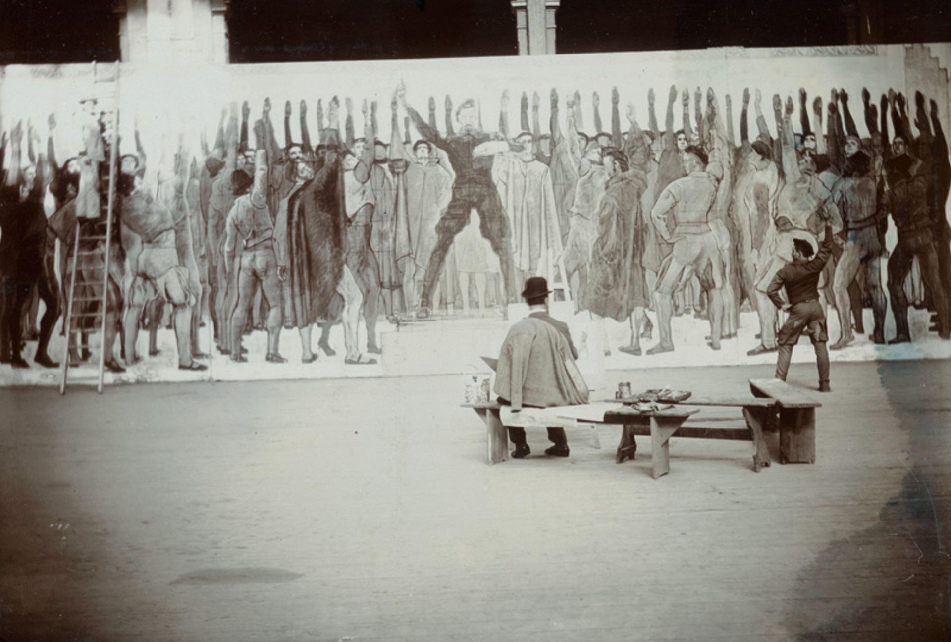 Hodler, Ferdinand: Ferdinand Hodler in his studio in front of the model pai...