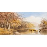 Cornelius Pearson [1805-1891]- Upland lake scene, figures in the foreground,