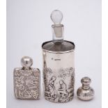 A glass scent bottle in a silver mount, maker George Nathan & Ridley Hayes, Chester,